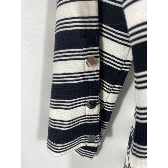 Talbots Top Medium Black White Stripe Textured Ribbed Knit NEW Preppy Old Money - Picture 10 of 13